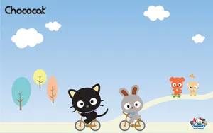 Chococat Riding Bike Wallpaper