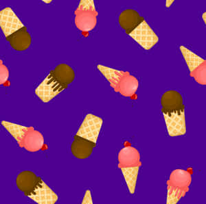 Chocolate And Strawberry Cute Ice Cream Wallpaper