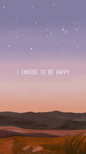 Choose Happiness Starry Sunset Aesthetic Wallpaper