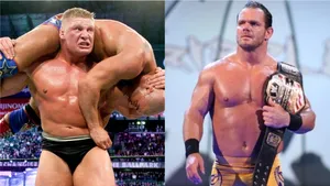 Chris Benoit Brock Lesnar Split Screen Wallpaper