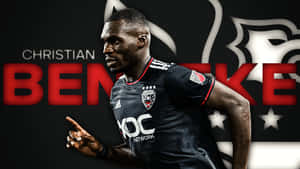 Christian Benteke With Name And Dc United Logo Wallpaper