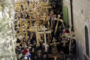 Christian Cross Emblem On The Street Wallpaper