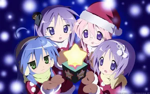 Christmas Anime Pfp Of Lucky Star Friends Wallpaper