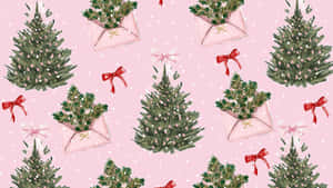 Christmas Bow Pattern Wallpaper