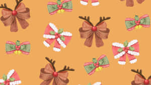 Christmas Bow Pattern Wallpaper