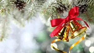Christmas Bow With Bells Wallpaper