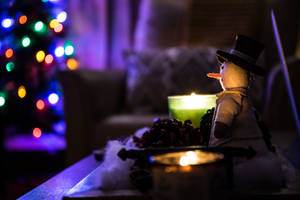 Christmas Candles Snowman Wallpaper