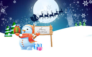 Christmas Cartoon Snow Landscape Wallpaper