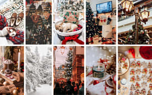 Christmas Collage With Christmas Decorations And Decorations Wallpaper