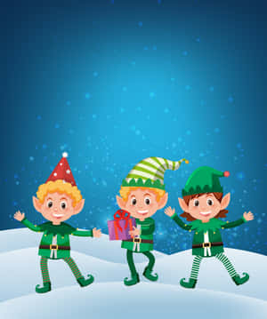 Christmas Elves Posing Outdoors Wallpaper