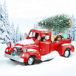 Christmas Is Rendered Extra-special With A Vintage Holiday Truck. Wallpaper