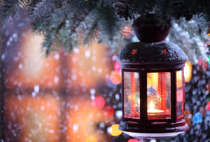 Christmas Lantern Snowy Night.jpg Wallpaper