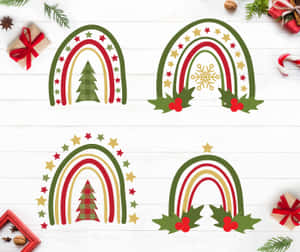 Christmas Rainbow Decorations Wallpaper