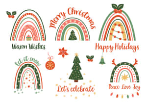 Christmas Rainbow Greetings Collection Wallpaper