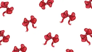 Christmas Red Bow Pattern Wallpaper