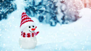 Christmas Snowman Hat And Scarf Wallpaper