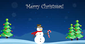 Christmas Snowman Holding Candy Cane Wallpaper