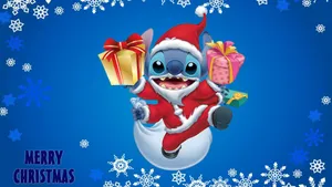 Christmas Stitch In Santa Costume Wallpaper