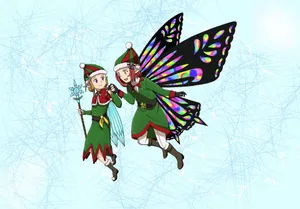 Christmas Theme Anime Characters Flying Wallpaper