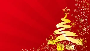 Christmas Tree On Red Background Wallpaper