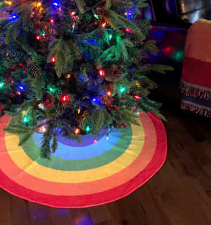 Christmas Tree Rainbow Skirt Lights Wallpaper