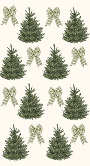 Christmas Trees And Bows Wallpaper