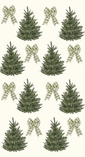 Christmas Trees And Bows Wallpaper