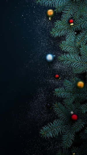 Christmas Wreath And Balls Holiday Iphone Wallpaper
