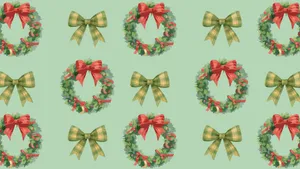 Christmas Wreaths And Bows Wallpaper