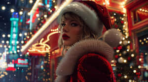 Christmasinthe City Santa Hat Portrait Wallpaper