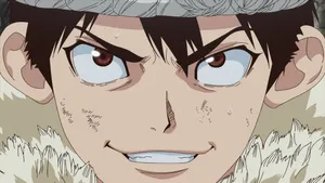 Chrome Showing His Inventive Genius In Dr Stone Anime Wallpaper