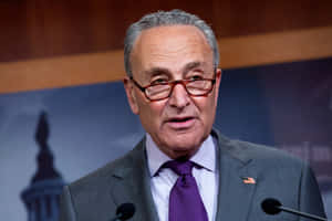 Chuck Schumer Speakingat Podium Wallpaper