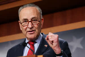 Chuck Schumer Speakingat Podium Wallpaper