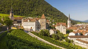 Chur Cityscapewith Vineyardsand Mountains Wallpaper