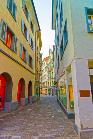 Chur Old Town Cobblestone Street Wallpaper