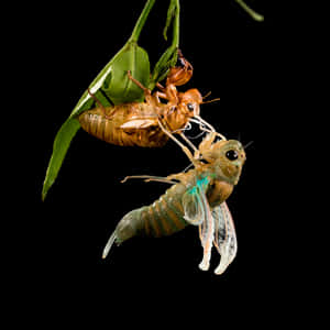 Cicada Emerging From Exoskeleton Wallpaper