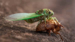 Cicada_ Emerging_ From_ Exoskeleton Wallpaper