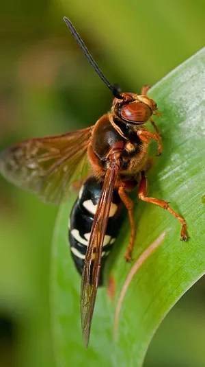 Cicada_ Killer_ Wasp_on_ Leaf.jpg Wallpaper
