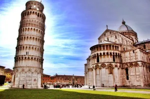 Cinematic Leaning Tower Of Pisa And Cathedral Wallpaper