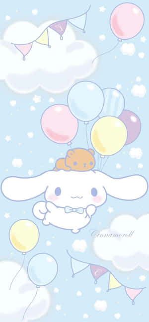 Cinnamoroll Balloons Clouds Aesthetic Wallpaper