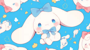 Cinnamoroll_ Blue_ Bow_ Aesthetic Wallpaper