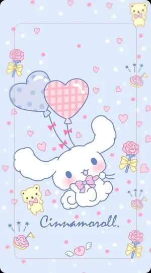 Cinnamoroll Heart Balloon Aesthetic Wallpaper