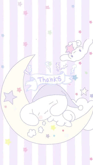 Cinnamoroll Sleepingon Moon Illustration Wallpaper