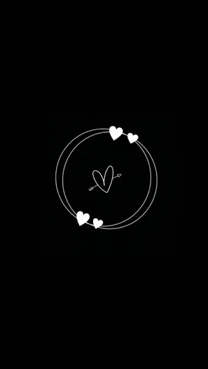 Circle Outline Black Heart Iphone Wallpaper