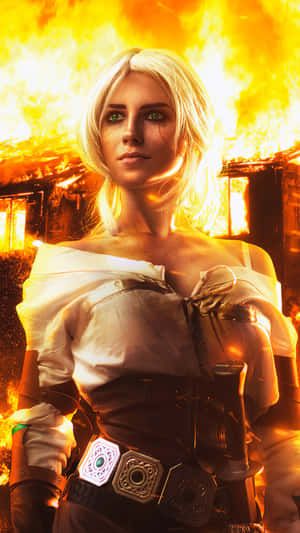 Ciri Fire Backdrop Fantasy Art Wallpaper