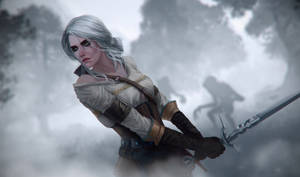 Ciri In The Magic White Forest Wallpaper