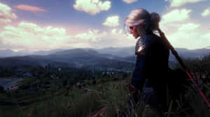 Ciri Overlooking Landscape Witcher3 Wallpaper