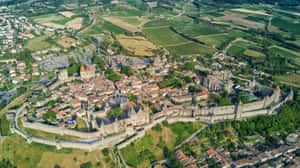 Cite De Carcassonne In France Aerial Shot Wallpaper