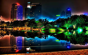 City Park Night Laptop Wallpaper