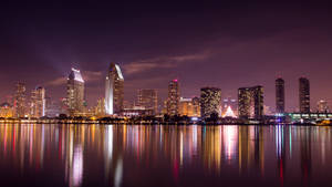 City Skyscrapers With Purple Sky Wallpaper